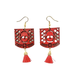 Calavera Papel Picado Rojo