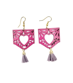 Corazón Papel Picado Rosa