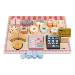 Jueguete de pastelería y caja registradora