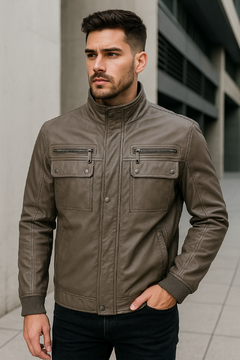 Chaqueta gris 100% cuero