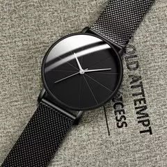 Relógio de quartzo minimalista masculino, aço inoxidável, cinto de malha, sim - comprar online