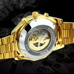 Vencedor-Relógio de ouro mecânico automático masculino esqueleto, vintage, ma - loja online