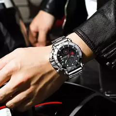 Imagem do Crrju relogio masculino para homens marca superior luxo grande dial aço inoxid?