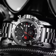 Imagem do Crrju relogio masculino para homens marca superior luxo grande dial aço inoxid?