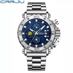 Crrju relogio masculino para homens marca superior luxo grande dial aço inoxid? - comprar online