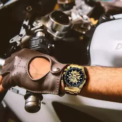 Vencedor-Relógio de ouro mecânico automático masculino esqueleto, vintage, ma - comprar online