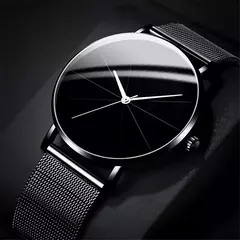 Relógio de quartzo minimalista masculino, aço inoxidável, cinto de malha, sim - comprar online