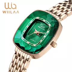 WIILAA-Relógio de quartzo de luxo feminino, estilo diamante verde, criativo e ? - loja online