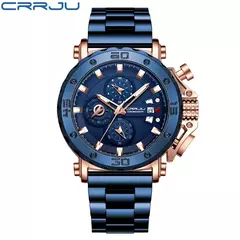 Crrju relogio masculino para homens marca superior luxo grande dial aço inoxid? - loja online