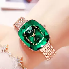 Imagem do WIILAA-Relógio de quartzo de luxo feminino, estilo diamante verde, criativo e ?