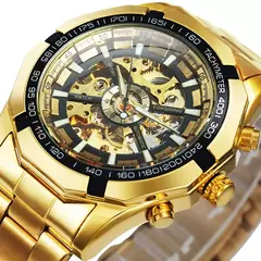 Vencedor-Relógio de ouro mecânico automático masculino esqueleto, vintage, ma - Geral Store