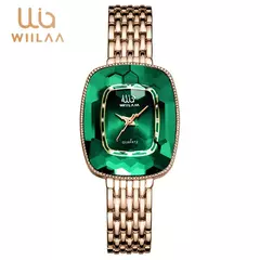 WIILAA-Relógio de quartzo de luxo feminino, estilo diamante verde, criativo e ? - loja online