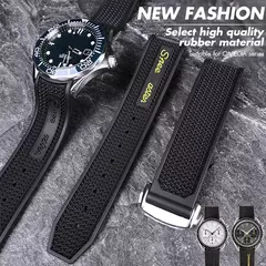 Pulseira de relógio de borracha natural para Omega Speedmaster, Seamaster impla - Geral Store