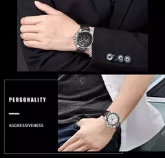 Megir relógio de pulso masculino, marca de luxo, quartzo, luminoso, à prova d&