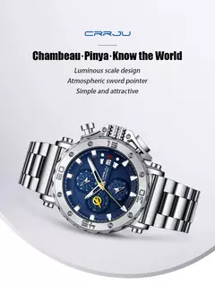 Crrju relogio masculino para homens marca superior luxo grande dial aço inoxid? - loja online