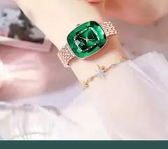 WIILAA-Relógio de quartzo de luxo feminino, estilo diamante verde, criativo e ? - loja online