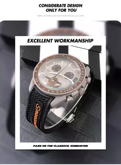 Pulseira de relógio de borracha natural para Omega Speedmaster, Seamaster impla