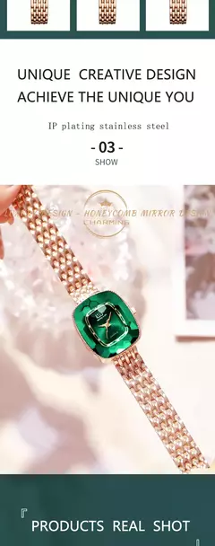 WIILAA-Relógio de quartzo de luxo feminino, estilo diamante verde, criativo e ? - loja online