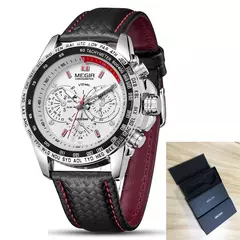 Megir relógio de pulso masculino, marca de luxo, quartzo, luminoso, à prova d&