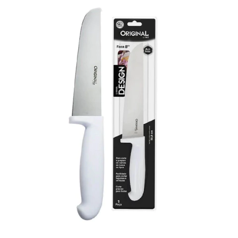 FACA DE CARNE/ACOUGUEIRO INOX 8" CABO PLASTICO BRANCO DESIGN SL0461 ORIGINAL