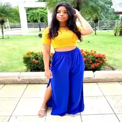 Calça Pantalona Feminina Fendas Cintura Cordão Forrado Tendências Moda! !