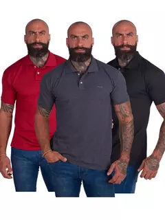 Kit Com 3 Camisas Gola Polo Masculina Original Piquet Algodão - comprar online