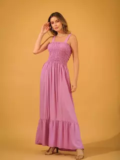 Vestido Longo Em Lastex Com Alça Em Tiras De Amarrar - comprar online