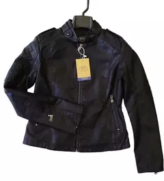 Jaqueta Feminina De Couro Sintético Com Zíper Slim Preto - Smartshopstores Boutique