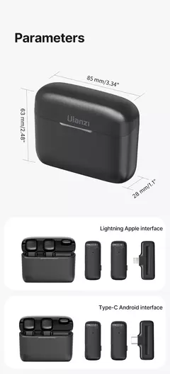 Ulanzi j12 microfone de lapela sem fio, conjunto de microfones de lapela, gravação de vídeo curta, mini microfone para iphone, android, transmissão ao vivo - comprar online