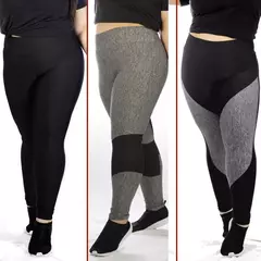 Kit 03 calças femininas plussize lisa, mescla e estampado (sortido) PROMÇÃO