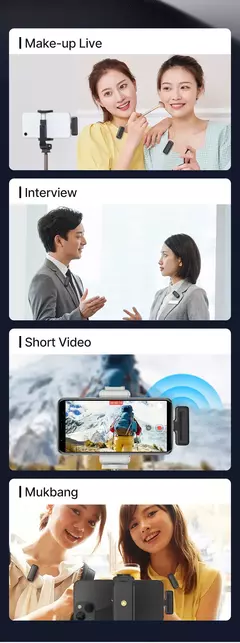 Imagem do Ulanzi j12 microfone de lapela sem fio, conjunto de microfones de lapela, gravação de vídeo curta, mini microfone para iphone, android, transmissão ao vivo