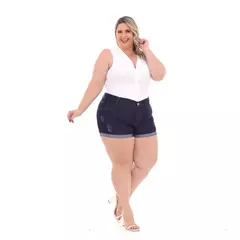 Shorts Feminino Jeans Plus Size Azul Escuro Moda Fashion - comprar online