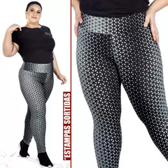 Kit 03 calças femininas plussize lisa, mescla e estampado (sortido)-promoção- - loja online