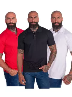 Kit Com 3 Camisas Gola Polo Masculina Original Piquet Algodão na internet