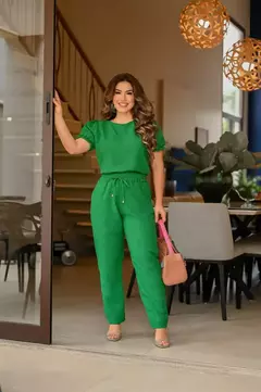 Imagem do Conjunto feminino blusa de manga bufante e calça alfaiataria