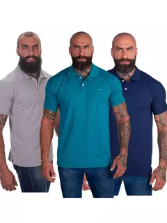 Kit Com 3 Camisas Gola Polo Masculina Original Piquet Algodão