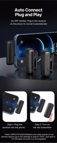 Ulanzi j12 microfone de lapela sem fio, conjunto de microfones de lapela, gravação de vídeo curta, mini microfone para iphone, android, transmissão ao vivo - comprar online