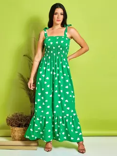 VESTIDO FEMININO SANFONADO ALCINHA VERÃO COM ESTAMPA - comprar online