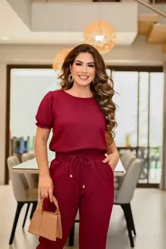 Conjunto feminino blusa de manga bufante e calça alfaiataria - Smartshopstores Boutique