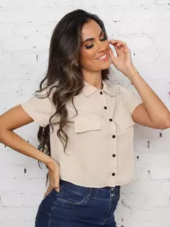 camisa feminina curta com botao - loja online