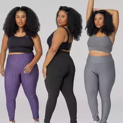 Kit 03 calças femininas plussize lisa, mescla e estampado (sortido)-promoção- - comprar online