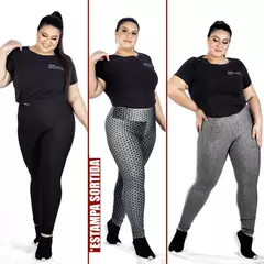 Kit 03 calças femininas plussize lisa, mescla e estampado (sortido)-promoção- na internet