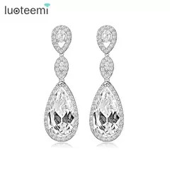 Imagem do Brincos de luxo Zircão Gota de Água Oscila Brincos Longos