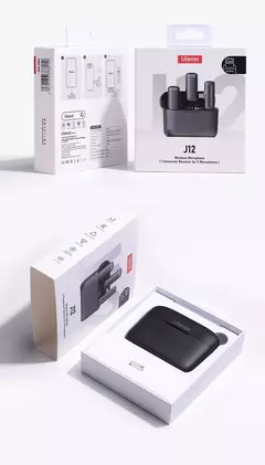Imagem do Ulanzi j12 microfone de lapela sem fio, conjunto de microfones de lapela, gravação de vídeo curta, mini microfone para iphone, android, transmissão ao vivo