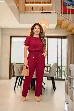 Conjunto feminino blusa de manga bufante e calça alfaiataria - Smartshopstores Boutique