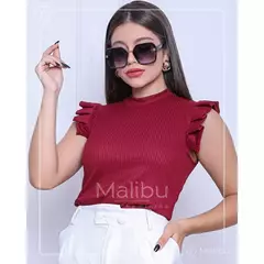 Blusinha Canelada Com Babadinho Nos Ombros Feminina Moda - Smartshopstores Boutique