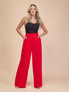 Calça Pantalona Tecido De Duna Maravilhosa Ela Estica Com Cintura - comprar online