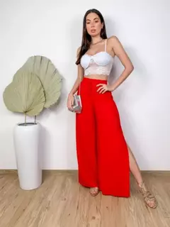Calça Pantalona Feminina Fendas Cintura Cordão Forrado Tendências Moda! ! - Smartshopstores Boutique
