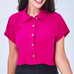 Blusa Feminina Cropped Camisa Social Botões Em Viscolinho Verão na internet
