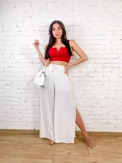 Calça Pantalona Feminina Fendas Cintura Cordão Forrado Tendências Moda! ! na internet
